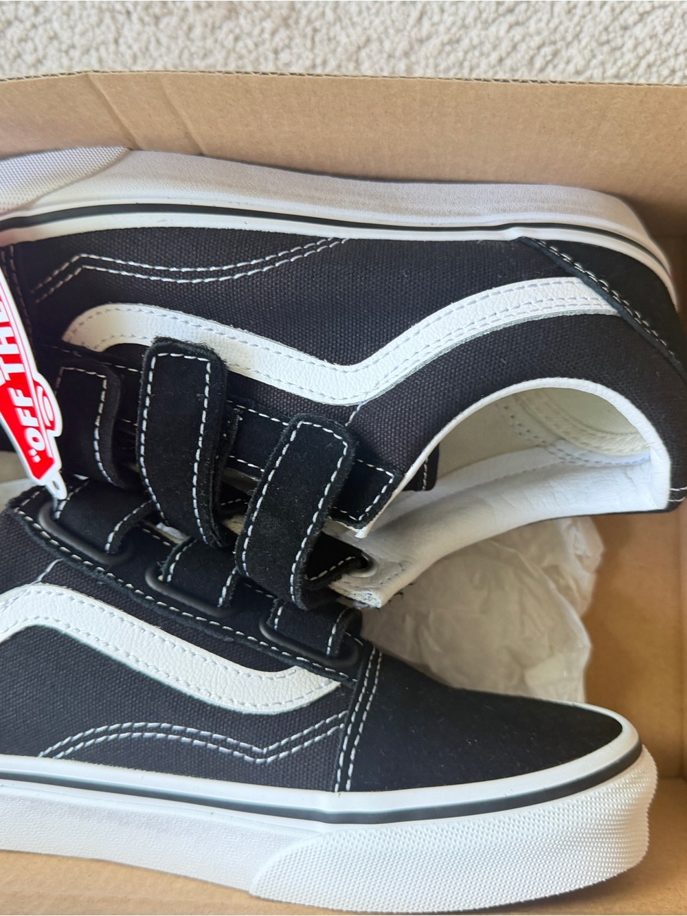 Vans Black & White Kids Old Skool Velcro Sneakers
